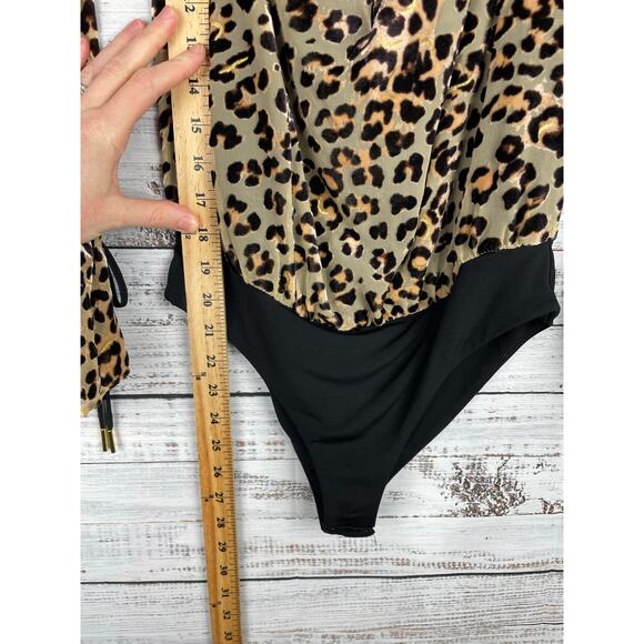 House of Harlow 1960 x Revolve Velvet Leopard Long Sleeve Off Shoulder Bodysuit - Picture 9 of 15
